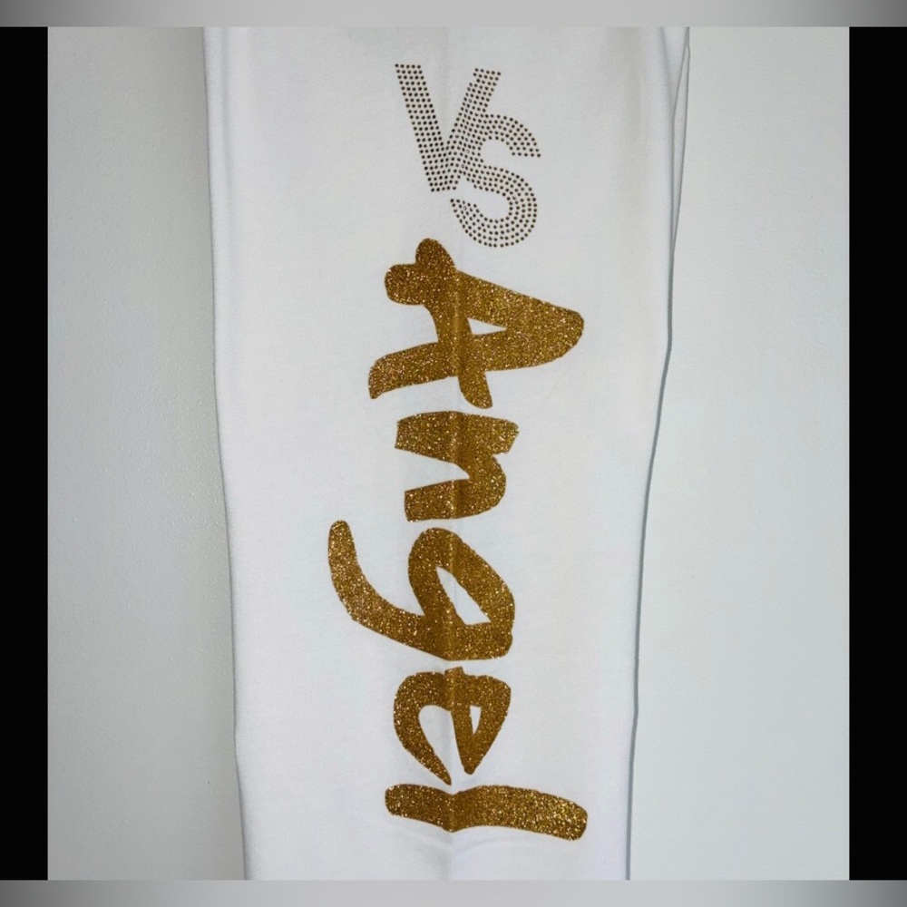 Victoria's Secret Angel Glitter Logo White Sweatpants
